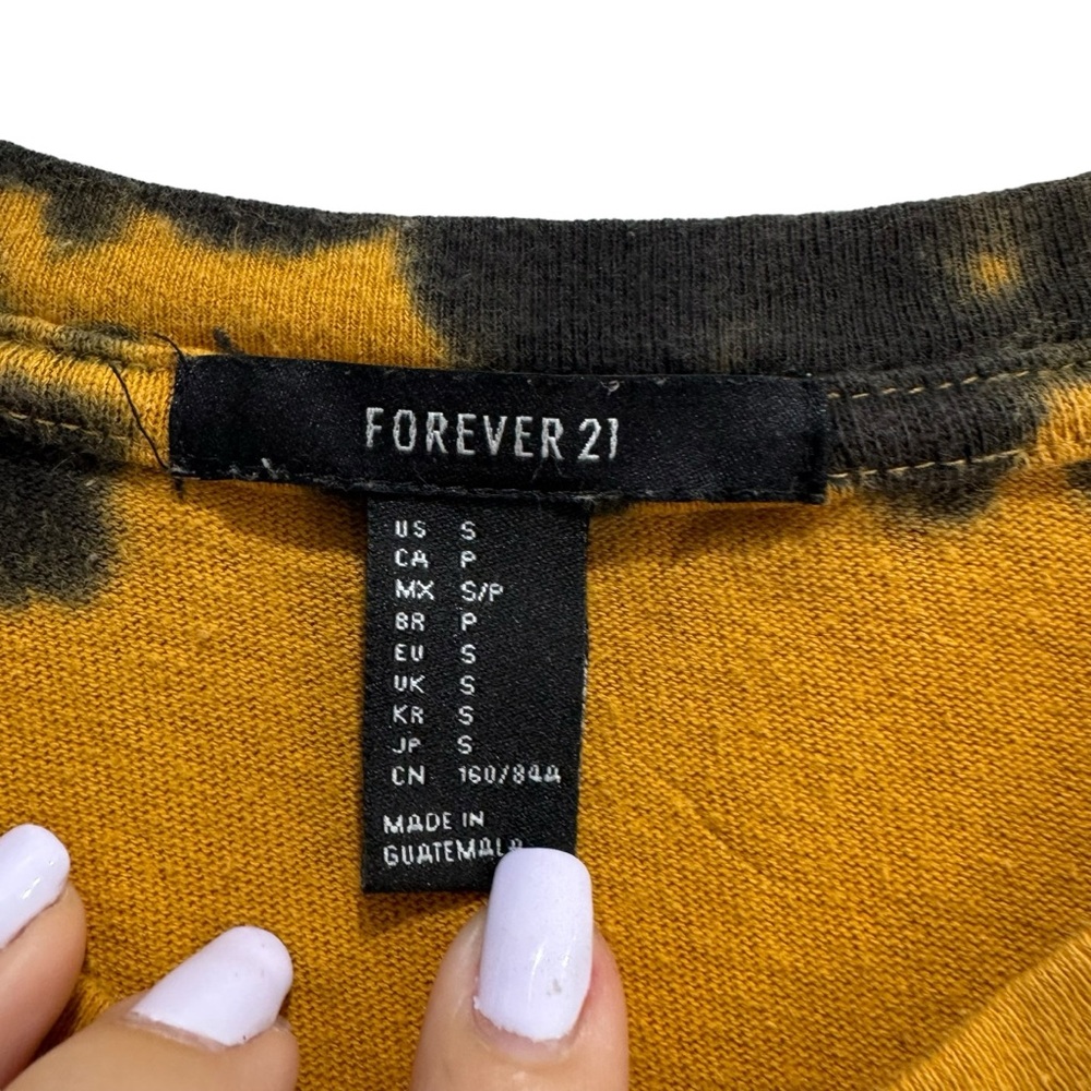 Forever 21 US 66 Graphic Tie Dye Crop muscle tee Small Black Yellow - Picture 6 of 7
